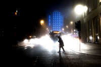 Crossing the road, Christmas Eve, Glasgow